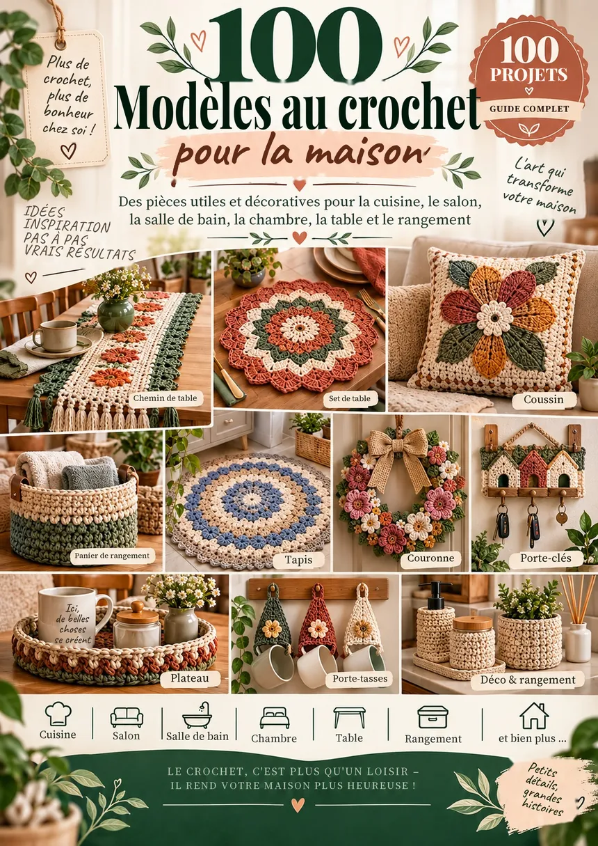Couverture du livre 100 Modèles au crochet pour la maison