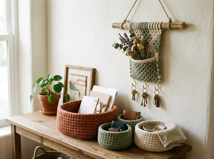 Paniers de rangement et porte-clés au crochet